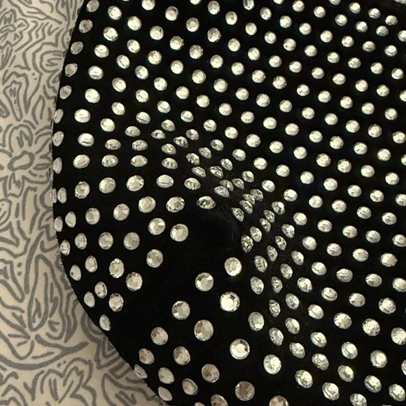 EUC Madewell The Medium Crystal Embellished Suede Bag Black/Silver - Picture 7 of 7